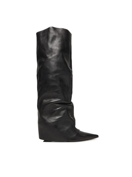 Naked Wolfe Kozaki Stated Czarny. Czarne kozaki damskie Naked Wolfe, ze skóry, bez obcasa, na koturnie. Za 1,799.00 zł.