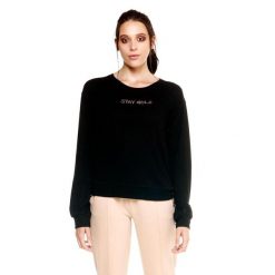 Damska bluza z okrągłym dekoltem Winter Chic Boxing Leone. Czarne bluzy bez kaptura damskie LEONE 1947 APPAREL, l, bez wzorów, z tkaniny, bez ramiączek, bez kaptura. W wyprzedaży za 154.80 zł.