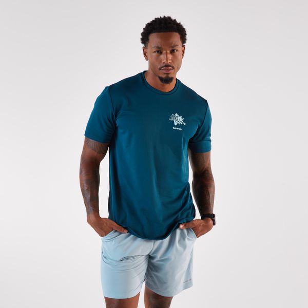 Koszulka do biegania męska Kiprun Run 500. Niebieskie t-shirty sportowe męskie KIPRUN, na wiosnę, l, z elastanu, bez ramiączek, do biegania. Za 69.99 zł.