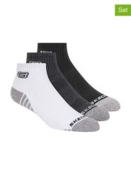 Skechers Skarpety (3 pary) w kolorze antracytowo-czarno-białym rozmiar: 43-46. Białe skarpetki męskie Skechers, bez wzorów, ze splotem. Za 26.19 zł.