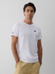 4F T-shirt regular z nadrukiem męski - biały XL. Białe t-shirty męskie 4f, m, bez wzorów, z bawełny, bez kołnierzyka. Za 59.99 zł.