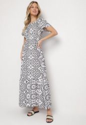 Czarno-Biała Rozkloszowana Sukienka z Bawełną i Abstrakcyjnym Wzorem Ldivoria. Czarne sukienki damskie Born2be, na imprezę, m, bez wzorów, z bawełny, eleganckie, bez kołnierzyka, bez ramiączek, maxi, rozkloszowane. W wyprzedaży za 63.99 zł.
