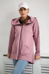 Bluza ocieplana z dłuższym tyłem i kieszeniami ciemno różowa. Czerwone bluzy z kapturem damskie KESI, l, z bawełny. Za 198.65 zł.