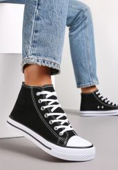 Czarne Trampki na Płaskiej Podeszwie z Lamówką Vinys. Czarne trampki i tenisówki damskie Renee, bez wzorów. Za 44.99 zł.
