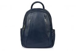 Granatowy Włoski Plecak Skórzany A4 damski dużo kieszeni C79. Niebieskie plecaki damskie bez wzorów. Za 319.90 zł.