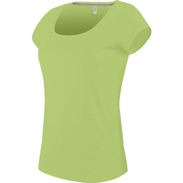 Koszulka damska Kariban Col Bateau. Zielone bluzki sportowe damskie KARIBAN, bez wzorów, z bawełny, bez ramiączek. Za 65.00 zł.