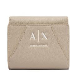 Portfel Armani Exchange. Brązowe portfele damskie Armani Exchange, bez wzorów. Za 299.99 zł.