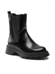 Jenny Fairy Sztyblety LS5873-01 Czarny. Czarne botki damskie Jenny Fairy, ze skóry, bez obcasa, na płaskiej podeszwie, bez zapięcia. Za 179.99 zł.