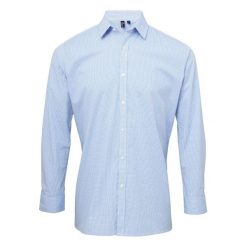 Męska Koszula Z Długim Rękawem Gingham Micro Checked. Białe koszule męskie PREMIER, m, bez wzorów, bez kołnierzyka, bez ramiączek. Za 120.99 zł.