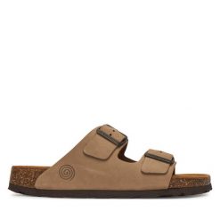 Klapki Dr. Brinkmann. Brązowe klapki damskie Dr. Brinkmann, bez wzorów, bez obcasa. Za 269.99 zł.