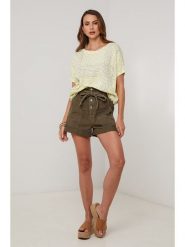 Lin Passion Koszulka w kolorze żółtym rozmiar: 34/36. Żółte bluzki damskie Lin Passion, bez wzorów, z bawełny, klasyczne, bez kołnierzyka, bez ramiączek. Za 100.99 zł.