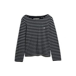 Damska koszulka z długim rękawem Superdry Studios Slub. Czarne t-shirty damskie Superdry., bez wzorów, bez kołnierzyka. W wyprzedaży za 142.60 zł.