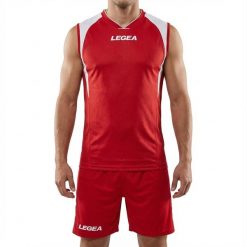 Zestaw piłkarski Detroit do treningów i meczów czerwono-biały. Białe szorty męskie Legea, bez wzorów, sportowe. Za 80.00 zł.