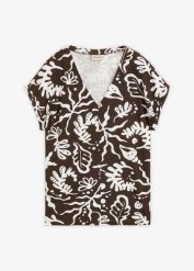 T-shirt z czystej bawełny organicznej. Brązowe t-shirty damskie bonprix, bez wzorów, z bawełny, bez kołnierzyka. Za 52.99 zł.