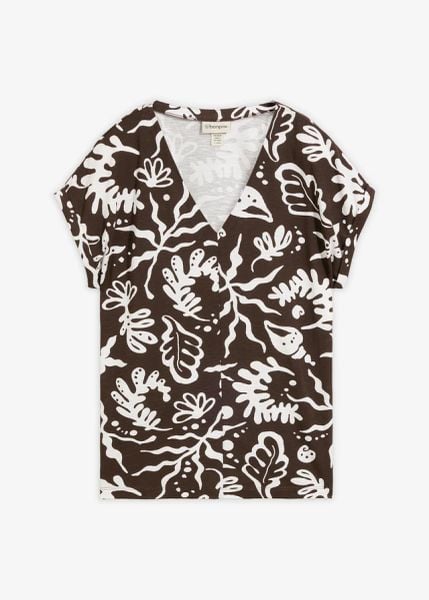 T-shirt z czystej bawełny organicznej. Brązowe t-shirty damskie bonprix, bez wzorów, z bawełny, bez kołnierzyka. Za 52.99 zł.