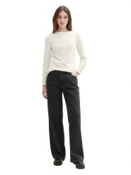 TOM TAILOR Denim Koszulka w kolorze kremowym rozmiar: M. Brązowe bluzki damskie Tom Tailor Denim, m, bez wzorów, z bawełny, bez kołnierzyka, bez ramiączek. Za 57.20 zł.