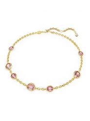 Swarovski Pozłacany naszyjnik z elementami ozdobnymi - dł. 34 cm rozmiar: onesize. Różowe naszyjniki damskie Swarovski, metalowe. Za 347.99 zł.