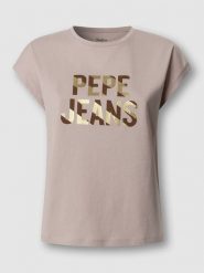 Pepe Jeans Koszulka "Catalina" w kolorze beżowym rozmiar: XL. Brązowe bluzki damskie Pepe Jeans, xl, bez wzorów, z bawełny, bez kołnierzyka, bez ramiączek. Za 83.22 zł.