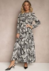 Czarna Sukienka z Wiskozą o Rozkloszowanym Kroju w Abstrakcyjny Wzór Grelaviel. Czarne sukienki damskie Renee, na co dzień, l, bez wzorów, z wiskozy, eleganckie, bez kołnierzyka, bez ramiączek, maxi, proste. W wyprzedaży za 90.99 zł.