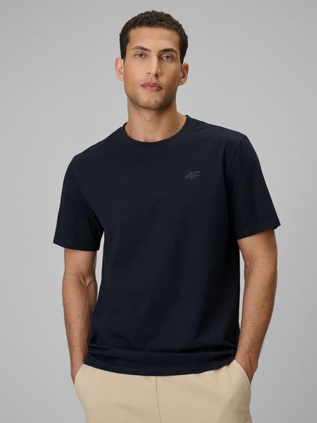4F Чоловічий базовий T-shirt regular - темно-синій L. T-shirty męskie 4f, l, bez wzorów, bez kołnierzyka. Za 699.90 zł.