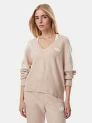 Adidas Sweter Essentials KR9175 Beżowy Loose Fit. Brązowe swetry klasyczne damskie Adidas, l, bez kołnierzyka. Za 279.99 zł.