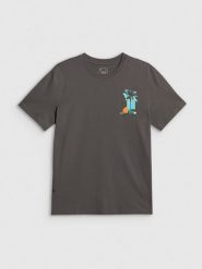 4F T-shirt regular z nadrukiem męski - szary L. Szare t-shirty męskie 4f, l, bez wzorów, z bawełny, bez kołnierzyka. Za 69.99 zł.