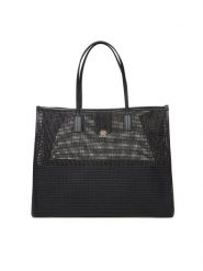 Tommy Hilfiger Torebka Th City Summer Tote Woven AW0AW17640 Czarny. Czarne torebki klasyczne damskie Tommy Hilfiger, bez wzorów, ze skóry, bez dodatków. Za 519.99 zł.