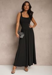 Czarna Rozkloszowana Sukienka z Wiskozą i Kwadratowym Dekoltem Ravvia. Czarne sukienki damskie Renee, na co dzień, l, bez wzorów, z wiskozy, eleganckie, bez kołnierzyka, bez ramiączek, maxi, proste. W wyprzedaży za 118.99 zł.