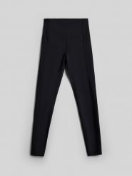 4F Legginsy do jogi szybkoschnące damskie - czarne L. Czarne legginsy damskie 4f, l, bez wzorów, z materiału. Za 149.99 zł.