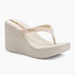 Japonki damskie Ipanema High Fashion II. Brązowe klapki damskie Ipanema, bez wzorów, z materiału, bez obcasa. Za 129.99 zł.