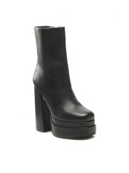 Jenny Fairy Botki HY1595-B2 Czarny. Czarne botki damskie Jenny Fairy, ze skóry, bez obcasa, na słupku, bez zapięcia. Za 249.99 zł.