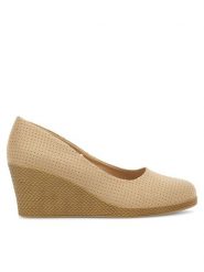 Clara Barson Półbuty WYL3760-2 Beżowy. Brązowe półbuty damskie Clara Barson, bez wzorów, z materiału, bez obcasa, na koturnie. Za 119.99 zł.