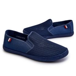 Męskie Ażurowe Tenisówki Trampki Granatowe Koboru niebieskie. Niebieskie trampki i tenisówki męskie w ażurowe wzory, z gumy, bez zapięcia. Za 96.24 zł.
