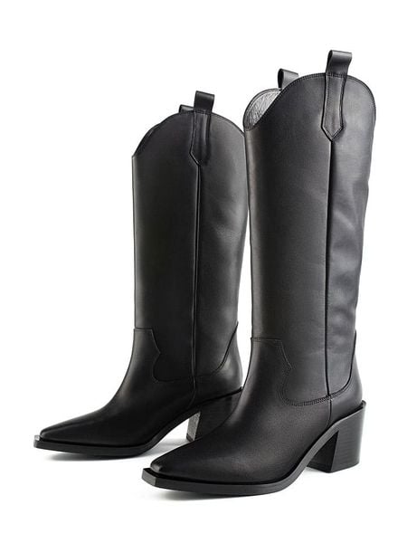 Loft37 Skórzane kowbojki "Euphoric Nights" w kolorze czarnym rozmiar: 37. Czarne kozaki damskie loft37, bez obcasa. Za 478.62 zł.