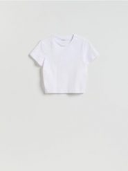 Bawełniany t-shirt - biały. Białe t-shirty damskie Reserved, l, bez wzorów, z bawełny, bez kołnierzyka. Za 25.99 zł.