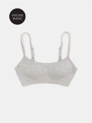 Wiskozowy usztywniany biustonosz typu top - szary. Szare biustonosze Sinsay, bez wzorów, z wiskozy. Za 25.99 zł.