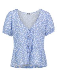 Sublevel Bluzka w kolorze błękitno-białym rozmiar: XL. Niebieskie bluzki damskie Sublevel, xl, bez wzorów, z wiskozy, bez kołnierzyka, bez ramiączek. Za 60.99 zł.