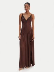 Bardot Sukienka wieczorowa Aderia 60248DB Brązowy Slim Fit. Brązowe sukienki damskie BARDOT, bez wzorów, z wiskozy, wizytowe, bez kołnierzyka, bez ramiączek. Za 889.99 zł.