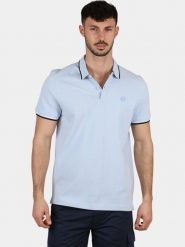 Koszulka polo męska TBS Yvanepol. Niebieskie koszulki polo męskie Tbs, m, bez wzorów, z bawełny, bez ramiączek. Za 255.90 zł.
