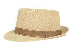 Męski Kapelusz Letni (Styl TRILBY) - Pako Jeans - Słomkowy Kolor, Pasek Beżowy. Żółte paski męskie Pako Jeans, bez wzorów, z jeansu, klasyczne. Za 55.00 zł.