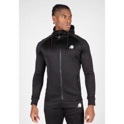 Bluza fitness męska Gorilla Wear Sullivan Track Jacket. Czarne bluzy sportowe męskie GORILLA WEAR, bez wzorów, z dresówki, bez kołnierzyka, bez ramiączek. Za 285.85 zł.