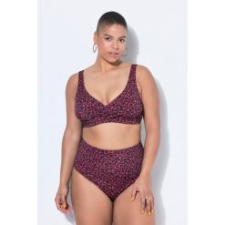 Damskie Top od bikini miękkie miseczki kolorowa panterka drapowanie. Fioletowe bikini damskie Ulla Popken, bez wzorów, plus size. Za 139.99 zł.