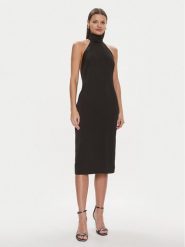KARL LAGERFELD Sukienka koktajlowa 240W1307 Czarny Slim Fit. Czarne sukienki damskie Karl Lagerfeld, bez wzorów, z syntetyku, wizytowe, bez kołnierzyka, bez ramiączek. Za 1,069.00 zł.