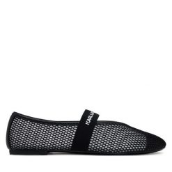 Baleriny KARL LAGERFELD. Czarne baleriny damskie Karl Lagerfeld, bez wzorów, bez obcasa. Za 449.99 zł.