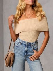 Milan Kiss Koszulka w kolorze beżowym rozmiar: S. Brązowe bluzki damskie Milan Kiss, s, bez wzorów, ze splotem, bez kołnierzyka, bez ramiączek. Za 126.99 zł.