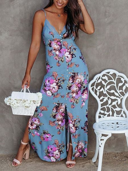 LA Angels Sukienka w kolorze niebiesko-fioletowo-białym rozmiar: M. Białe sukienki damskie LA Angels, na co dzień, m, bez wzorów, z koronki, bez kołnierzyka, bez ramiączek, maxi, proste. Za 220.12 zł.