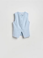 Kamizelka z wiskozą - jasnoniebieski. Niebieskie kamizelki damskie Reserved, l, z tkaniny. Za 139.99 zł.