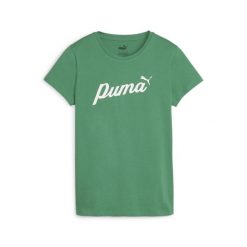 Koszulka Sportowa Damska Puma Ess+ Script. Zielone bluzki sportowe damskie Puma, l, bez wzorów, z bawełny, bez ramiączek. Za 207.00 zł.