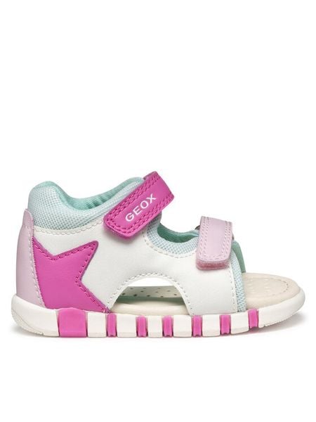 Geox Sandały B Sandal Iupidoo B5517B 0BC14 C0563 Biały. Białe sandały dziewczęce Geox, ze skóry, bez zapięcia. Za 239.99 zł.