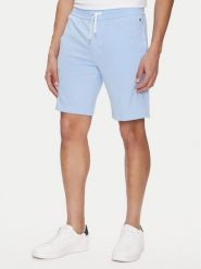 Tommy Hilfiger Szorty sportowe UM0UM03364 Błękitny Regular Fit. Niebieskie szorty męskie Tommy Hilfiger, bez wzorów, z bawełny, sportowe. Za 149.99 zł.